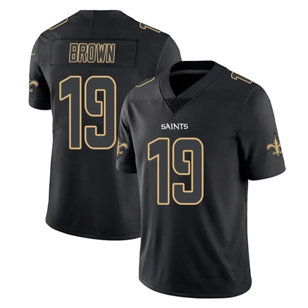 NO.Saints #19 Barion Brown Player Black Impact Limited Home Game Ddoa Stitched Jerseys