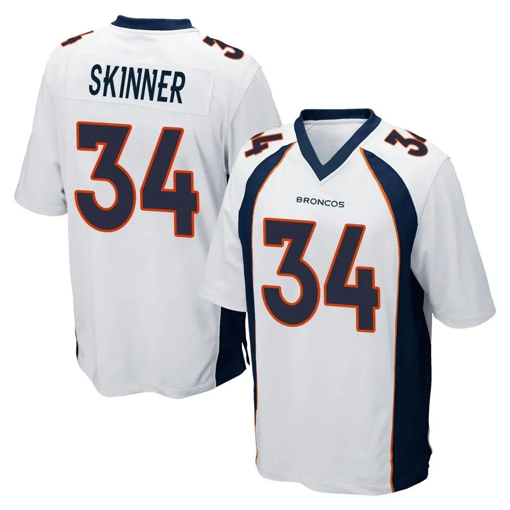 D.Broncos #34 JL Skinner Player White Game Ddoa Stitched Jerseys
