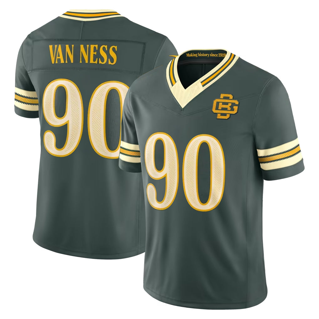 GB.Packers #90 Lukas Van Ness Player Green Limited 2026 Rivalries Collection Home Game Ddoa Stitched Jerseys