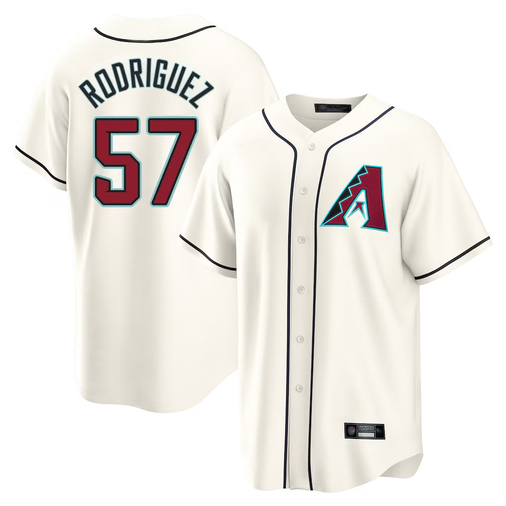 A.Diamondbacks #57 Eduardo Rodriguez Player Cream Home Game Ddoa Stitched Jerseys