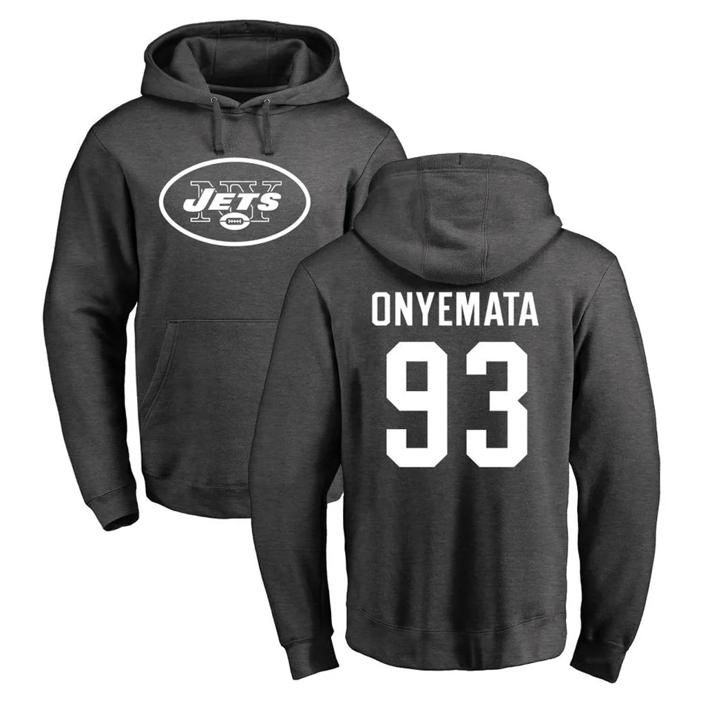 NY.Jets #93 David Onyemata Player Gray Pullover Hoodies Limited Game Ddoa Stitched Jerseys