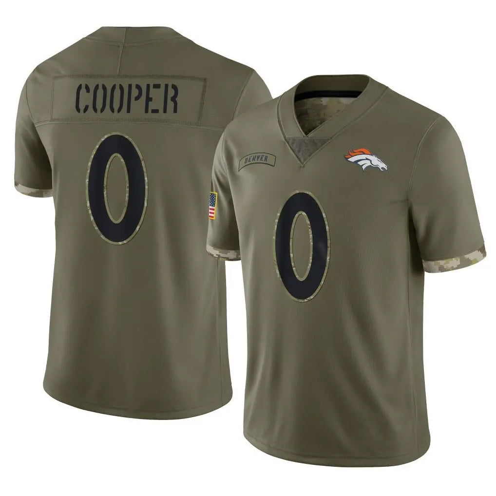 D.Broncos #0 Jonathon Cooper Player Olive Salute To Service Limited Ddoa Stitched Jerseys
