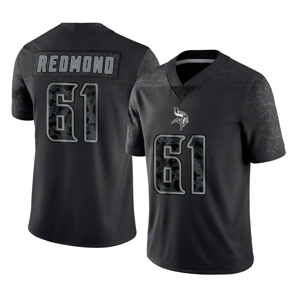 MN.Vikings #61 Jalen Redmond Player Black Reflective LImited Home Game Ddoa Stitched Jerseys