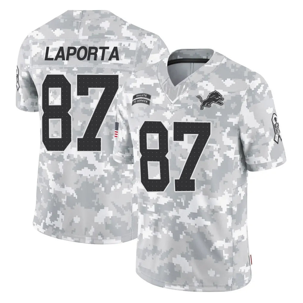 D.Lions #87 Sam LaPorta Player Arctic Camo Salute To Service Limited Ddoa Stitched Jerseys