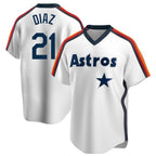 H.Astros #21 Yainer Diaz Player White Cooperstown Collection T-shirt Ddoa Stitched Jerseys