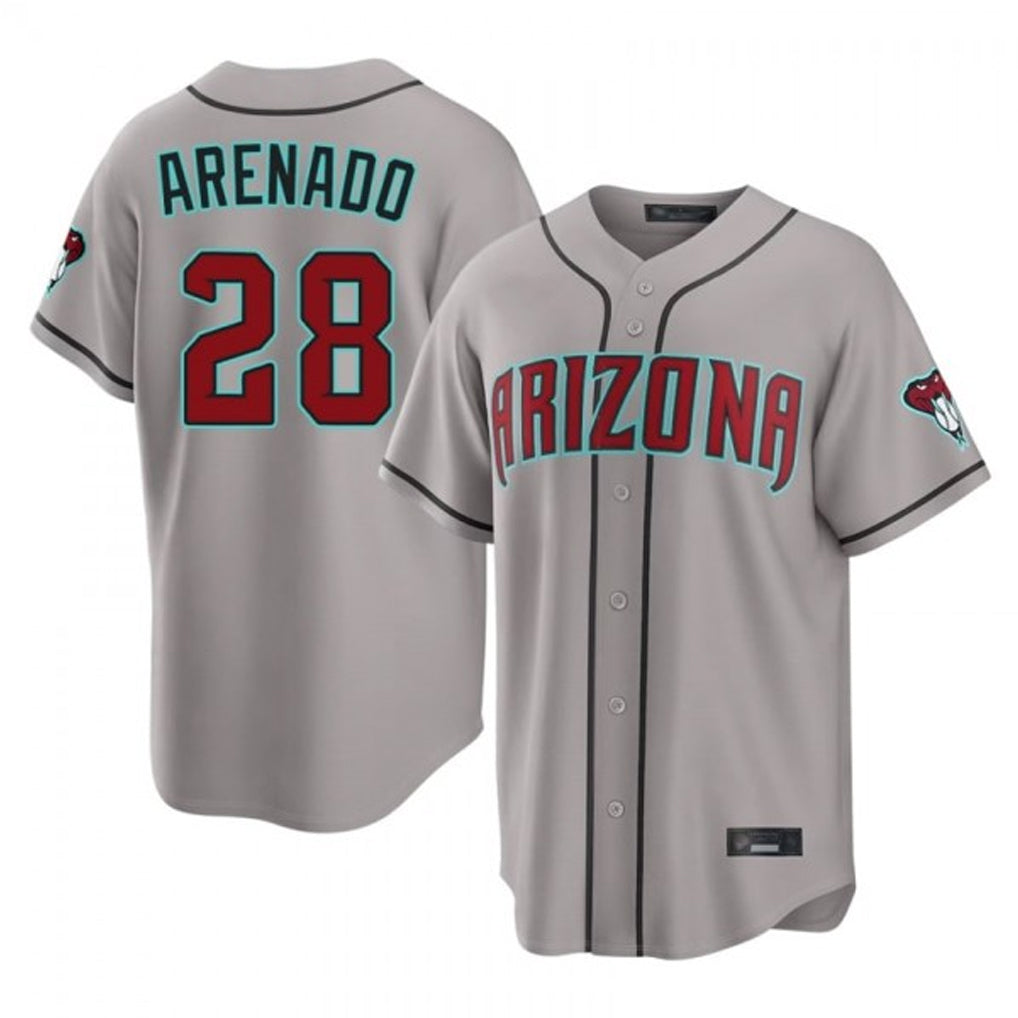 A.Diamondbacks #28 Nolan Arenado Player Gray Road Home Game Ddoa Stitched Jerseys