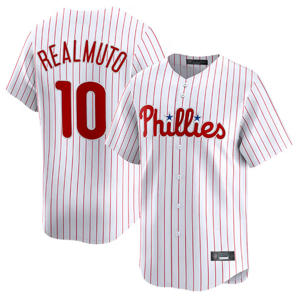 P.Phillies #10 J.T. Realmuto Player White Home Limited Ddoa Stitched Jerseys