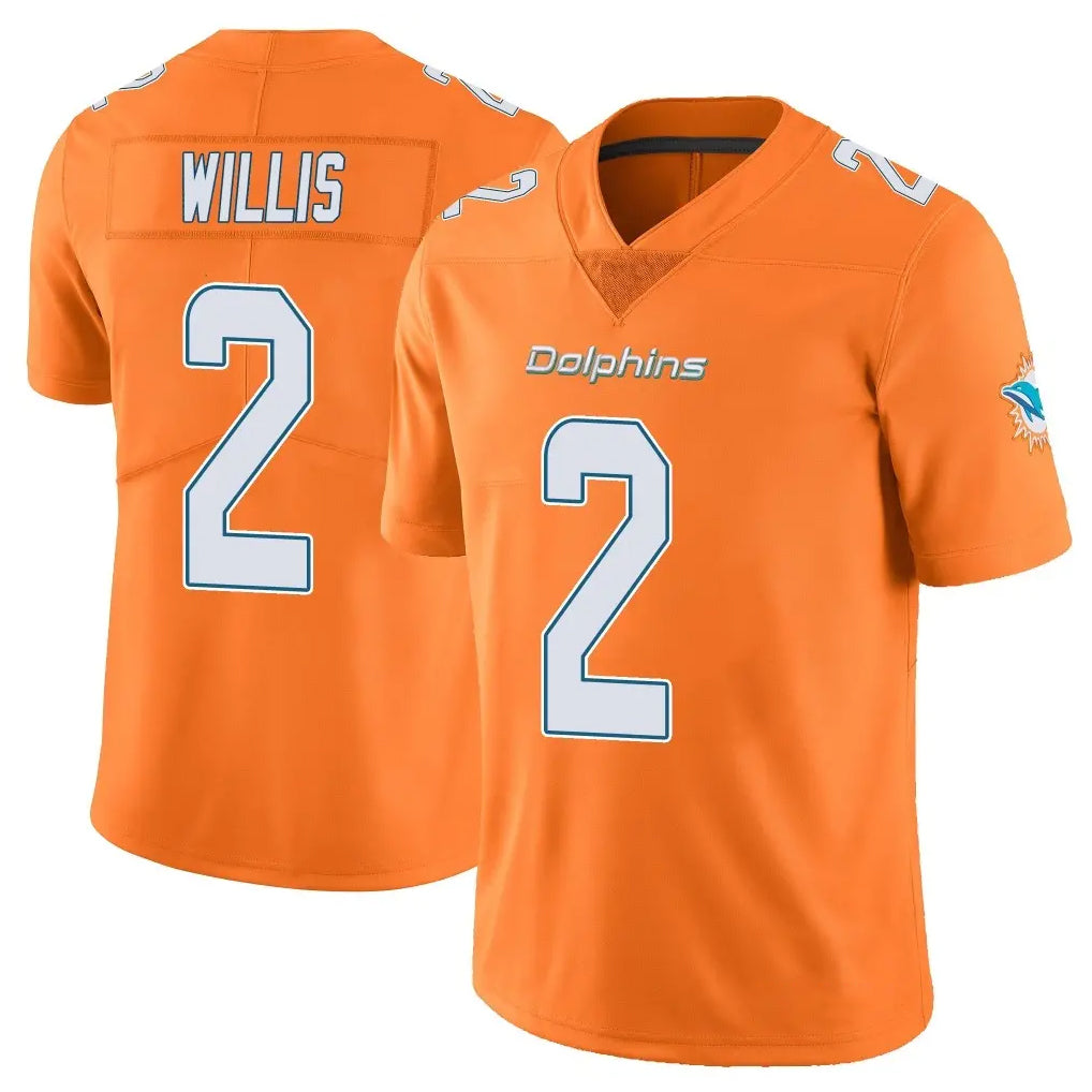 M.Dolphins #2 Malik Willis Player Orange Limited Home Game Ddoa Stitched Jerseys