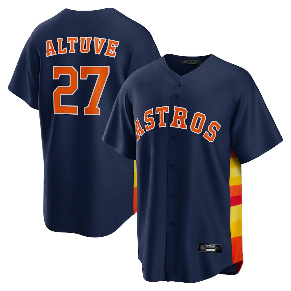 H.Astros #27 Jose Altuve Player Navy Home Game Ddoa Stitched Jerseys