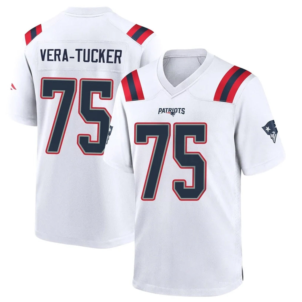 NE.Patriots #75 Alijah Vera-Tucker Player White Home Game Ddoa Stitched Jerseys