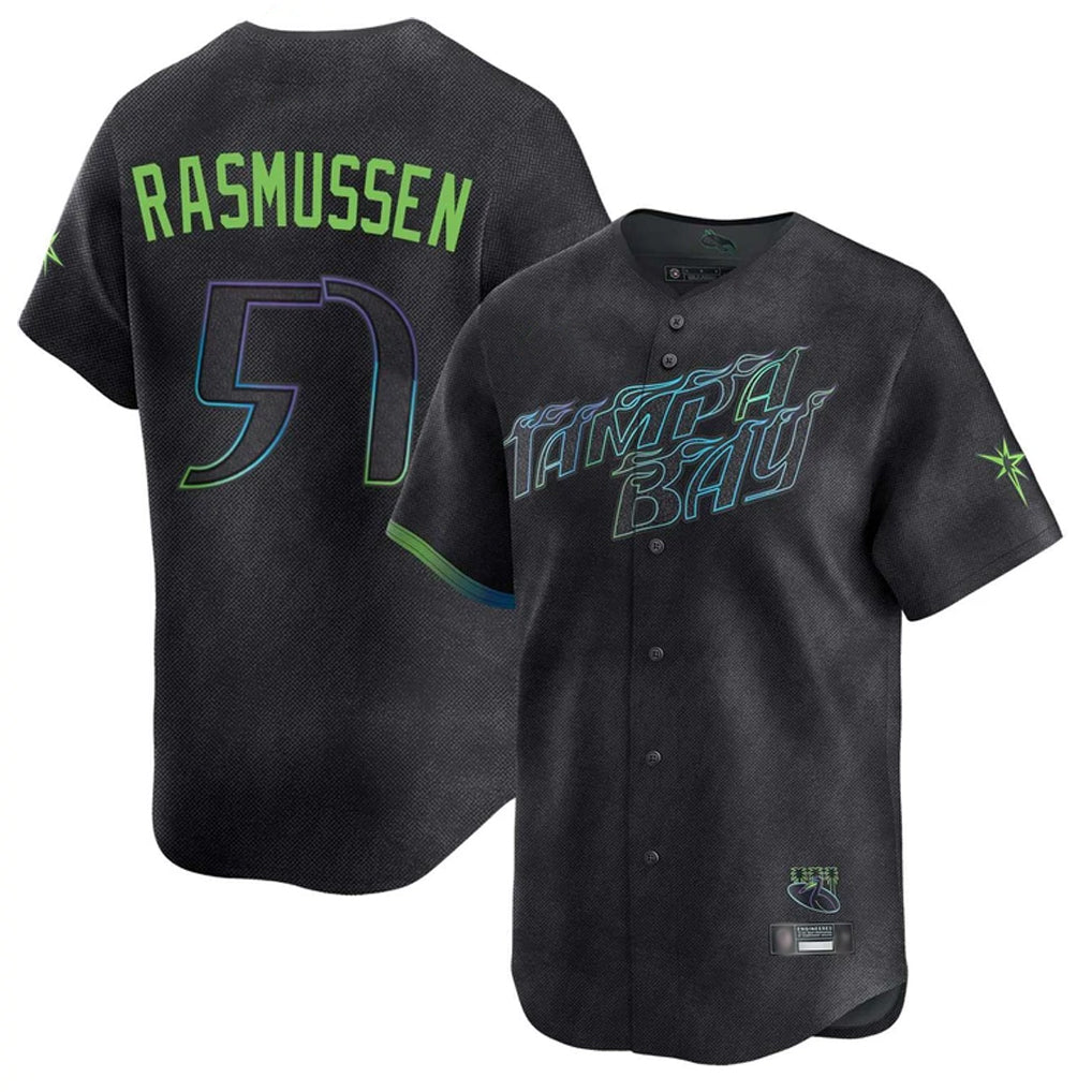 T.Bay Rays #57 Drew Rasmussen Player Black City Connect Home Limited Ddoa Stitched Jerseys