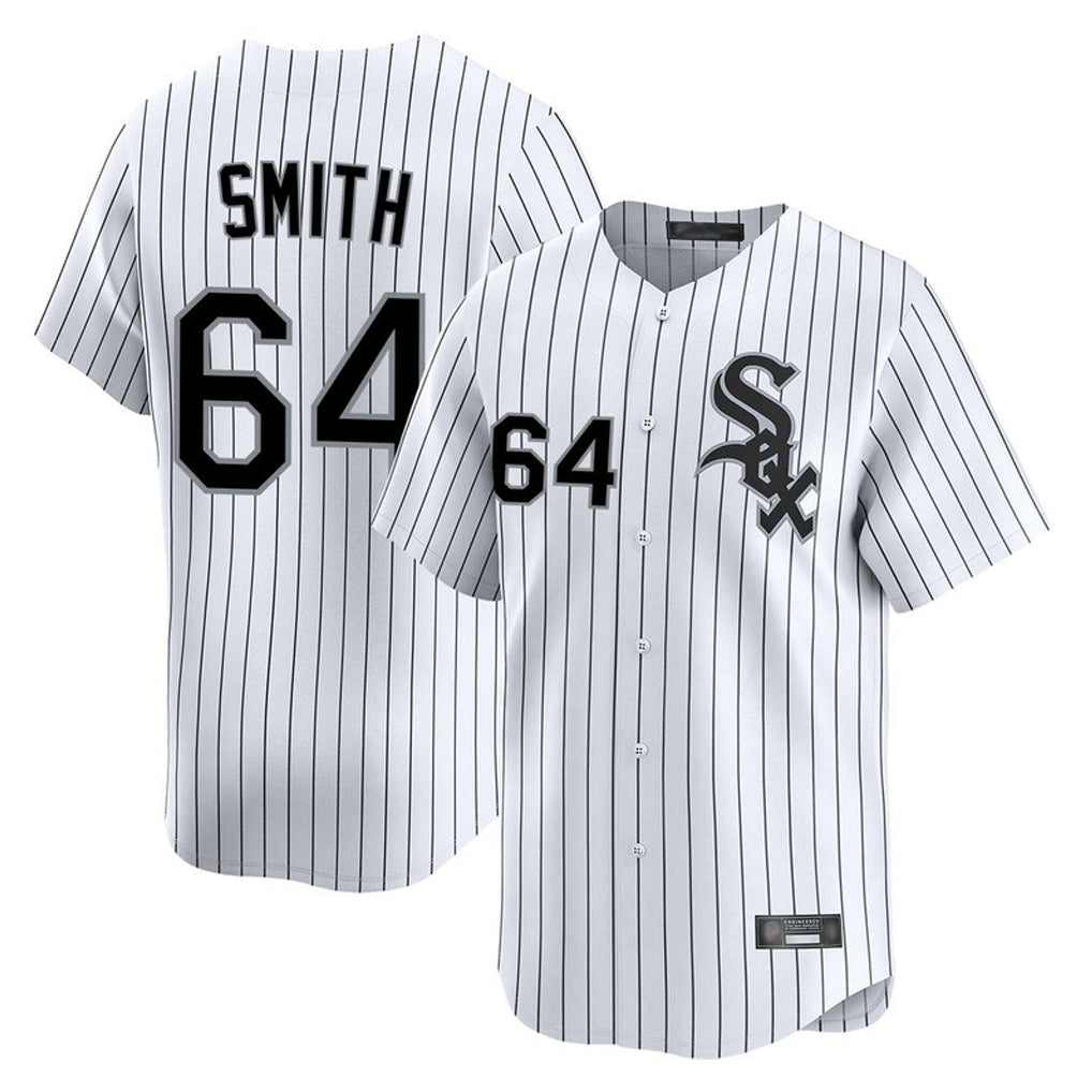 C.White Sox #64 Shane Smith Player White Stripe Limited Home Ddoa Stitched Jerseys
