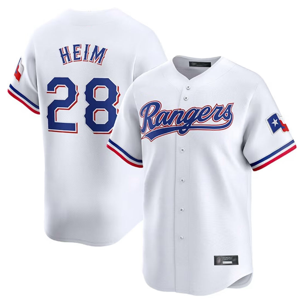 T.Rangers #28 Jonah Heim Player White Home Limited Ddoa Stitched Jerseys