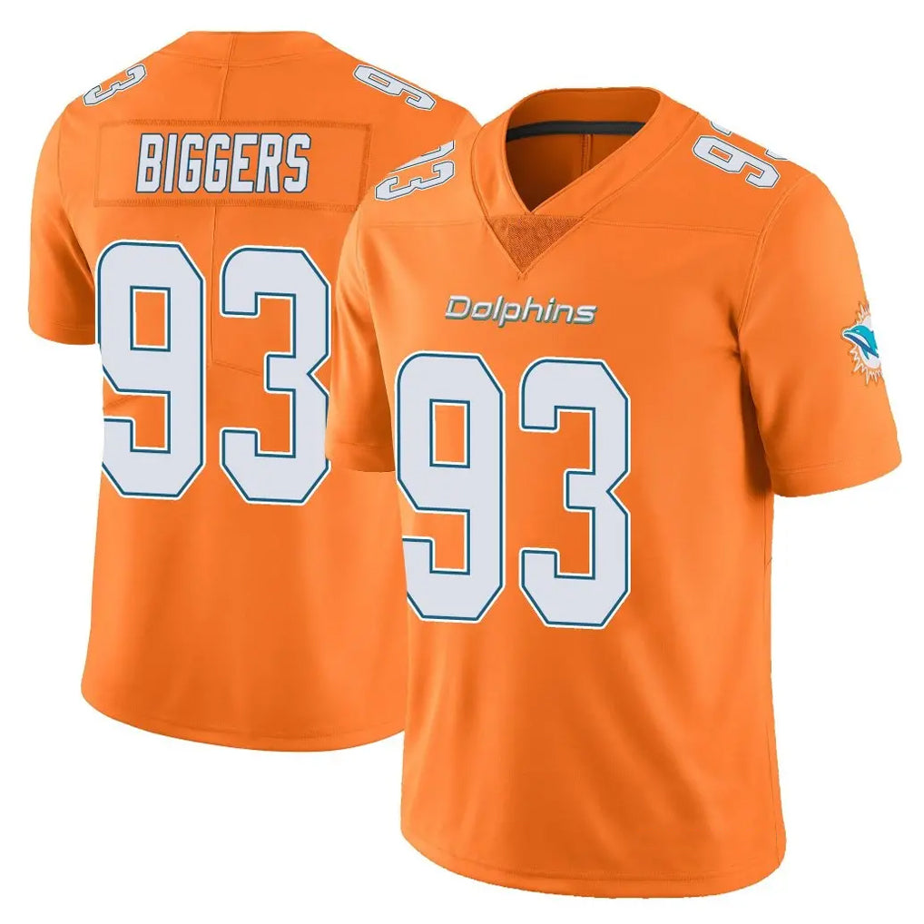 M.Dolphins #93 Zeek Biggers Player Orange Limited Home Game Ddoa Stitched Jerseys