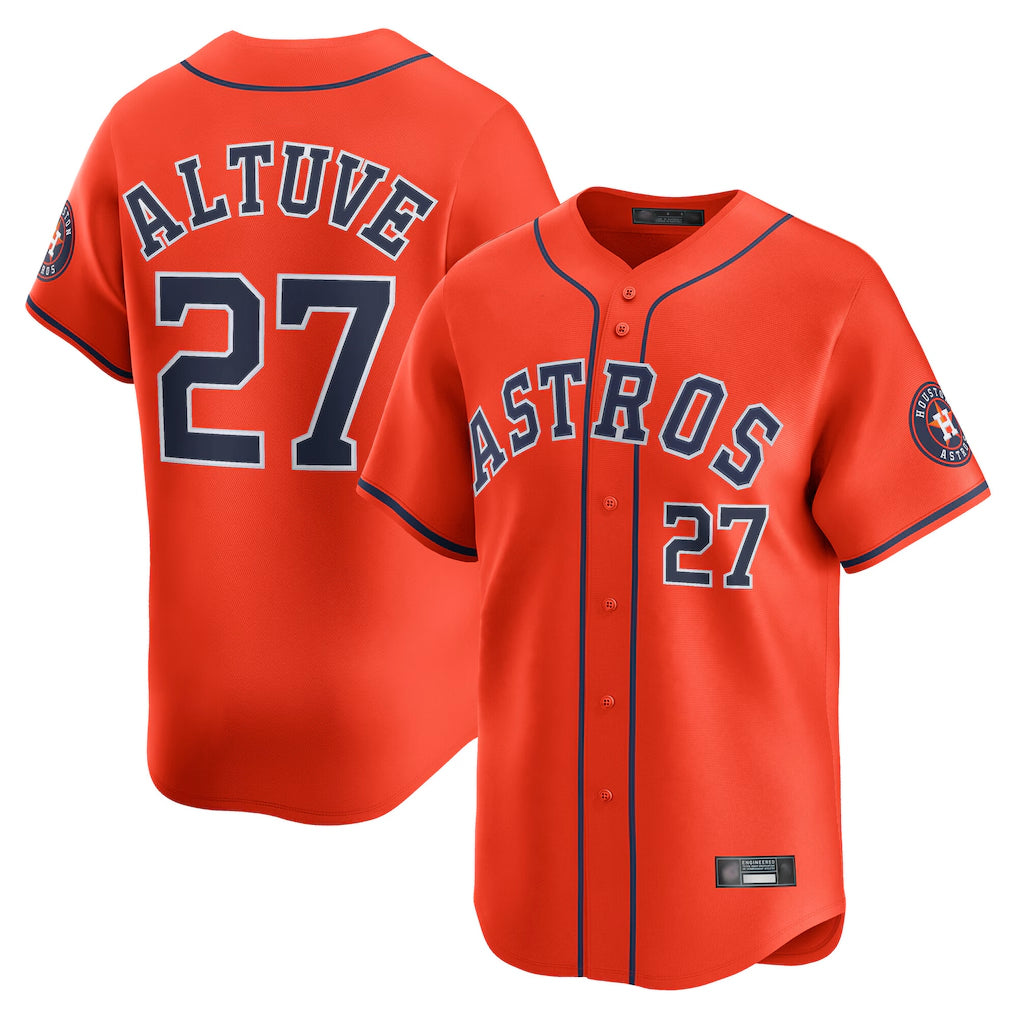 H.Astros #27 Jose Altuve Player Orange Home Limited Ddoa Stitched Jerseys