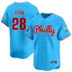 P.Phillies #28 Alec Bohm Player Light Blue Phillies & Eagles Vapor Premier Limited Home Ddoa Stitched Jerseys