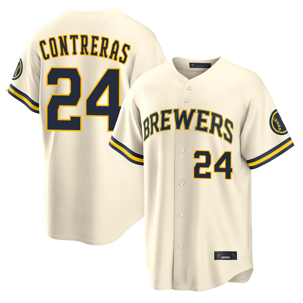 M.Brewers #24 William Contreras Player Cream Home Limited Ddoa Stitched Jerseys