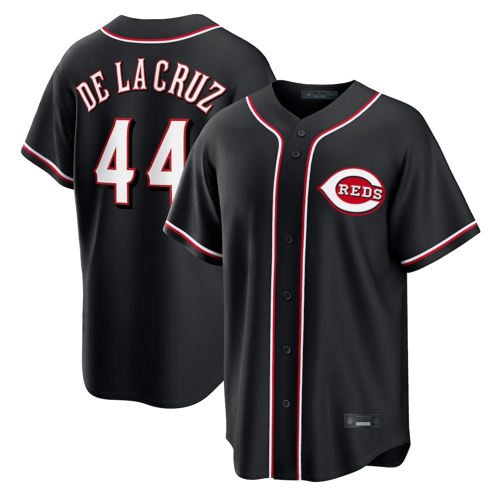C.Reds #44 Elly De La Cruz Player Black Fashion Out Home Game Ddoa Stitched Jerseys
