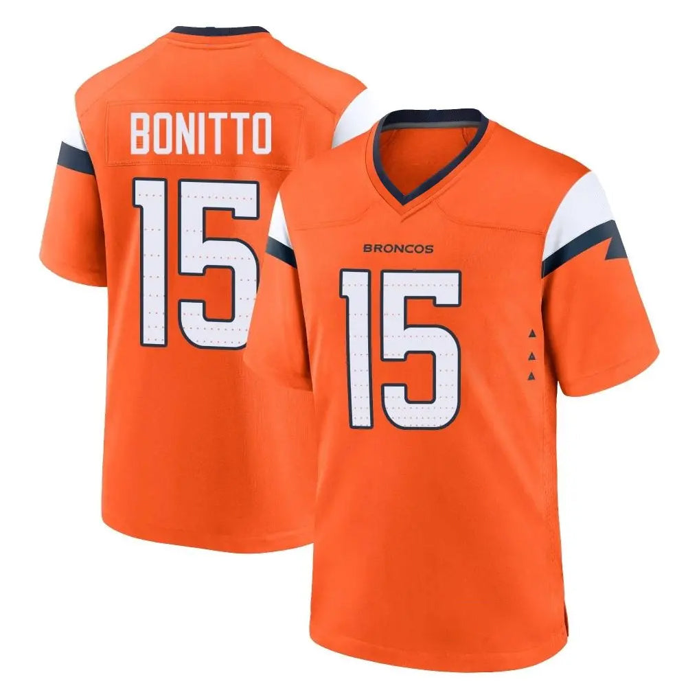 D.Broncos #15 Nik Bonitto Player Orange Home Game Ddoa Stitched Jerseys