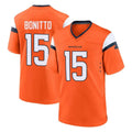 D.Broncos #15 Nik Bonitto Player Orange Home Game Ddoa Stitched Jerseys