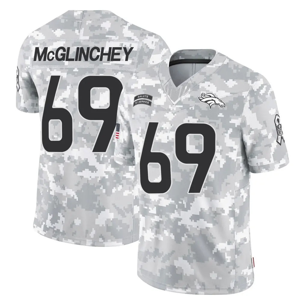 D.Broncos #69 Mike McGlinchey Player Arctic Camo Salute To Service Limited Ddoa Stitched Jerseys