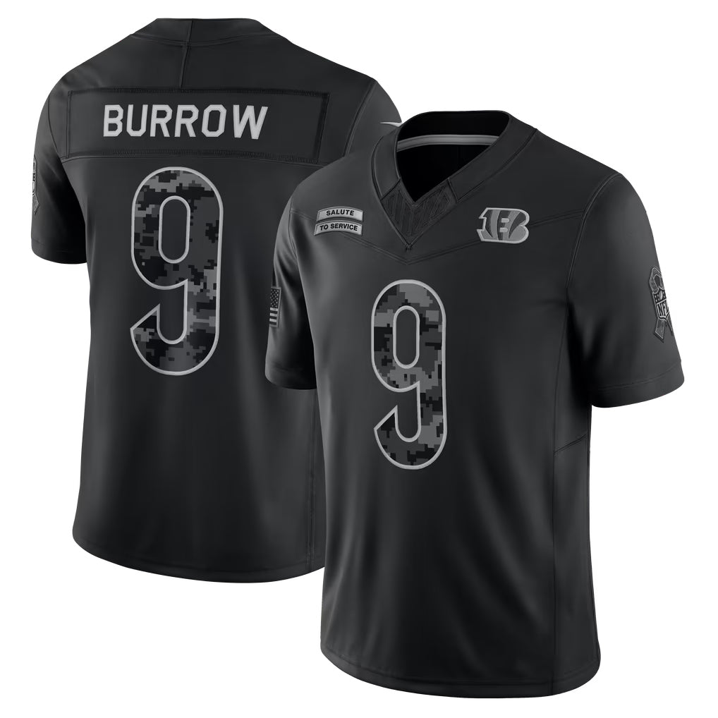 Ddoa C.Bengals #9 Joe Burrow Player Black Limited 2026 Salute to Service Home Game Stitched Jerseys