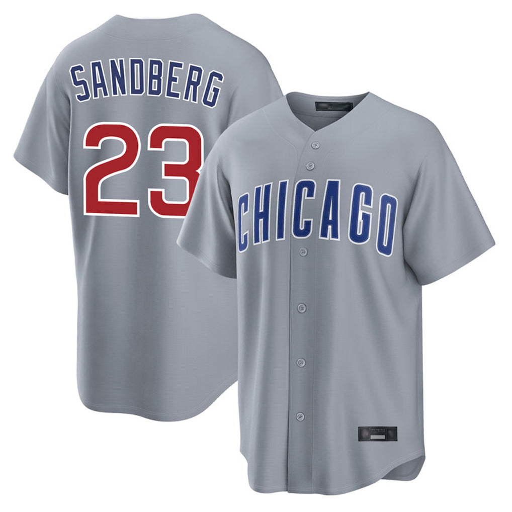 C.Cubs #23 Ryne Sandberg Player Gray Home Game Ddoa Stitched Jerseys