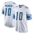 D.Lions #10 Isiah Pacheco Player White Home Game Ddoa Stitched Jerseys