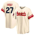 LA.Angels #27 Mike Trout Player Cream City Connect Home Ddoa Stitched Jerseys