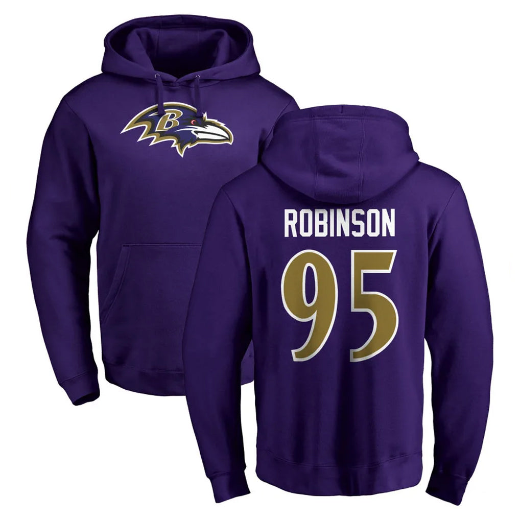 B.Ravens #95 Tavius Robinson Player Purple Salute to Service Pullover Hoodie Ddoa Stitched Jerseys