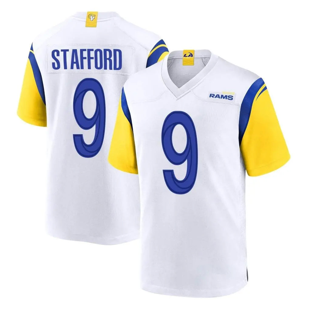 LA.Rams #9 Matthew Stafford Player White Home Game Ddoa Stitched Jerseys