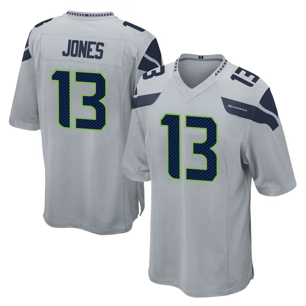 S.Seahawks #13 Ernest Jones IV Player Gray Home Game Ddoa Stitched Jerseys