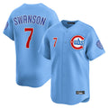 C.Cubs #7 Dansby Swanson Player Light Blue Limited Home Ddoa Stitched Jerseys