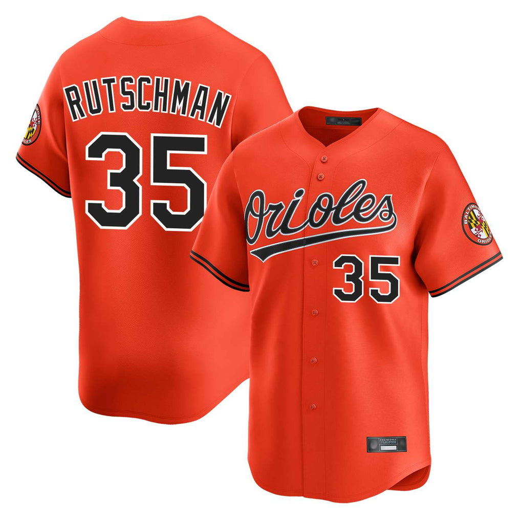 B.Orioles #35 Adley Rutschman Player Orange Limited Home Game Ddoa Stitched Jerseys