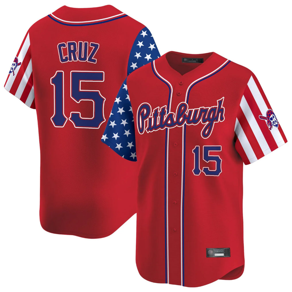 P.Pirates #15 Oneil Cruz Player Red 2025 Independence Day Vapor Premier Limited Ddoa Stitched Jerseys