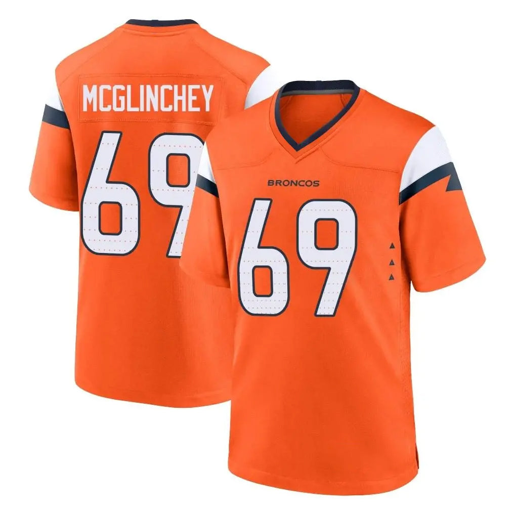 D.Broncos #69 Mike McGlinchey Player Orange Home Game Ddoa Stitched Jerseys