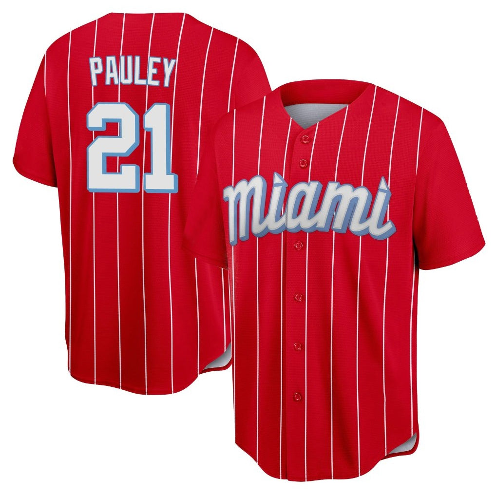 M.Marlins #21 Graham Pauley Player Red City Connect Home Game Ddoa Stitched Jerseys