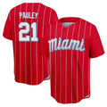 M.Marlins #21 Graham Pauley Player Red City Connect Home Game Ddoa Stitched Jerseys