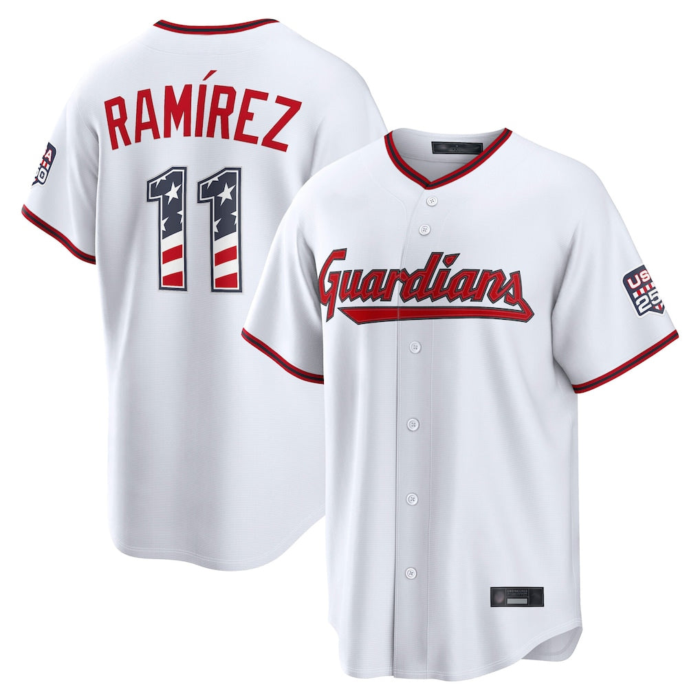 C.Guardians #11 Jose Ramirez Player White USA 250 Fourth of July Limited Elite Home Game Ddoa250Ys Stitched Jerseys
