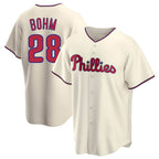 P.Phillies #28 Alec Bohm Player Cream Home Game Ddoa Stitched Jerseys