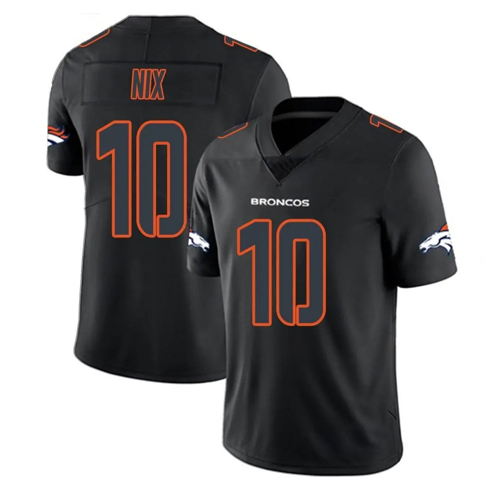 D.Broncos #10 Bo Nix Player Black Impact Limited Game Ddoa Stitched Jerseys