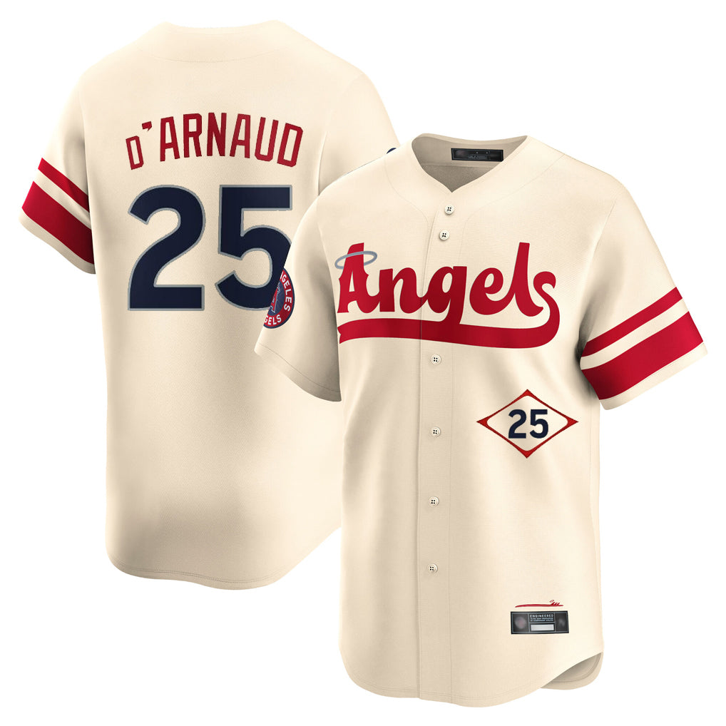 LA.Angels #25 Travis d'Arnaud Player Cream City Connect Limited Home Ddoa Stitched Jerseys