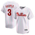 P.Phillies #3 Bryce Harper Player White Home Limited Ddoa Stitched Jerseys