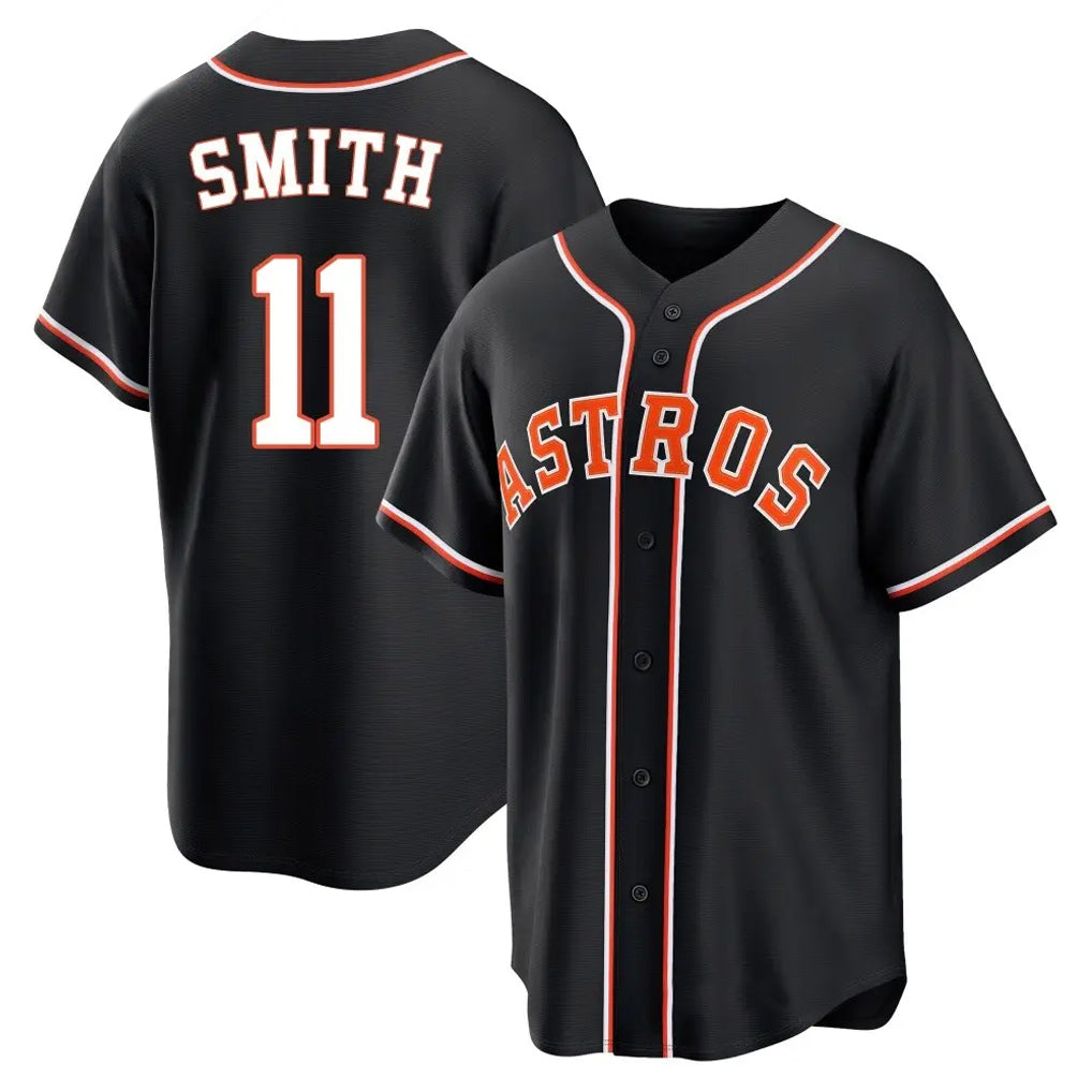 H.Astros #11 Cam Smith Player Black Fashion Out Home Game Ddoa Stitched Jerseys