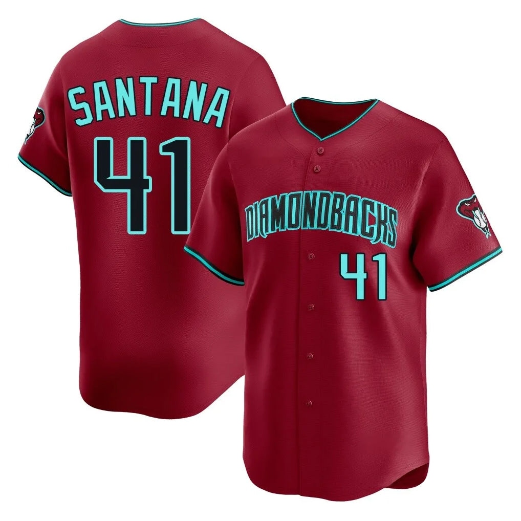 A.Diamondbacks #41 Carlos Santana Player Red Limited Home Game Ddoa Stitched Jerseys