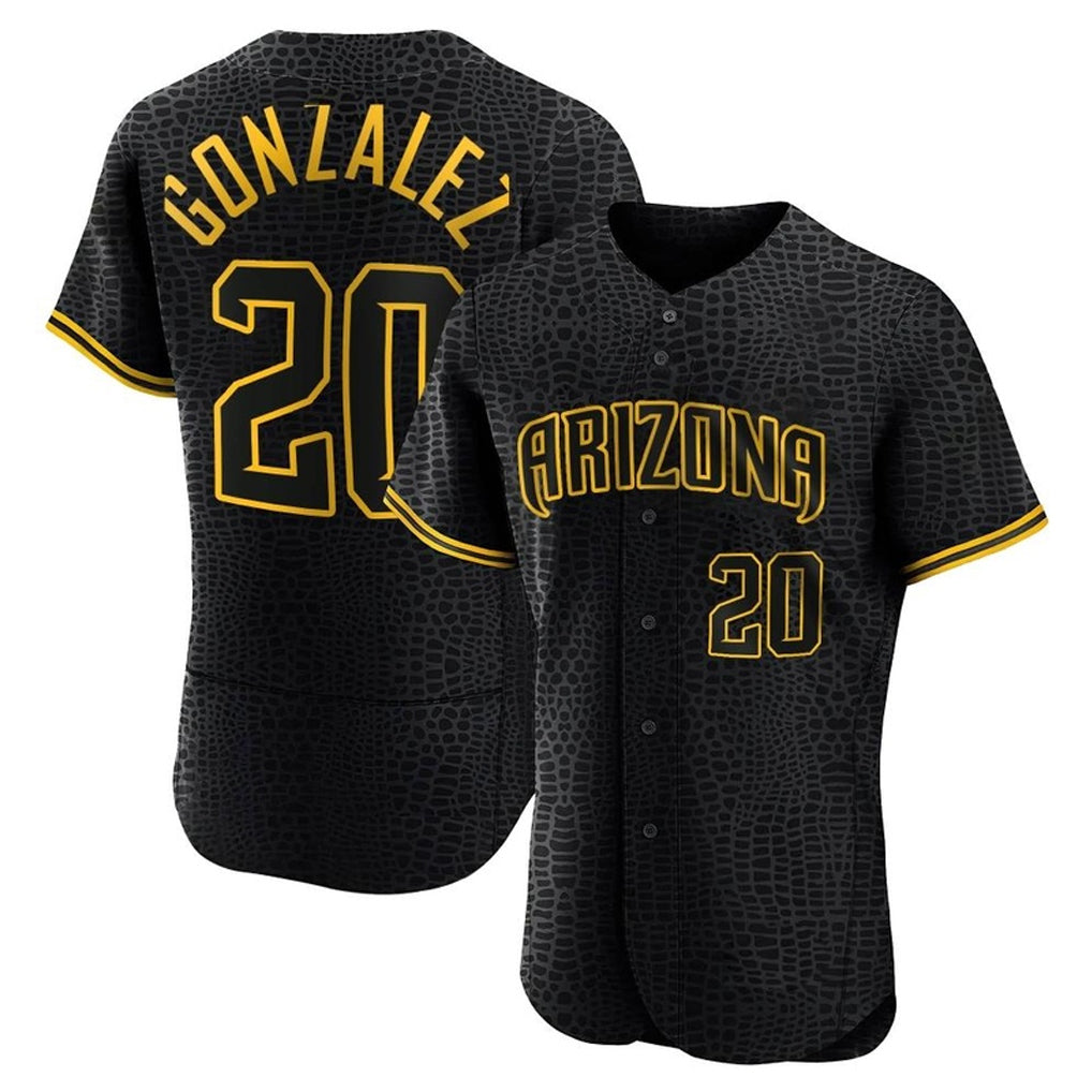 A.Diamondbacks #20 Luis Gonzalez Player Black Snake Skin City Limited Elite Home Game Ddoa Stitched Jerseys