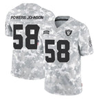 LV.Raiders #58 Jackson Powers-Johnson Player Arctic Camo Salute To Service Limited Game Ddoa Stitched Jerseys