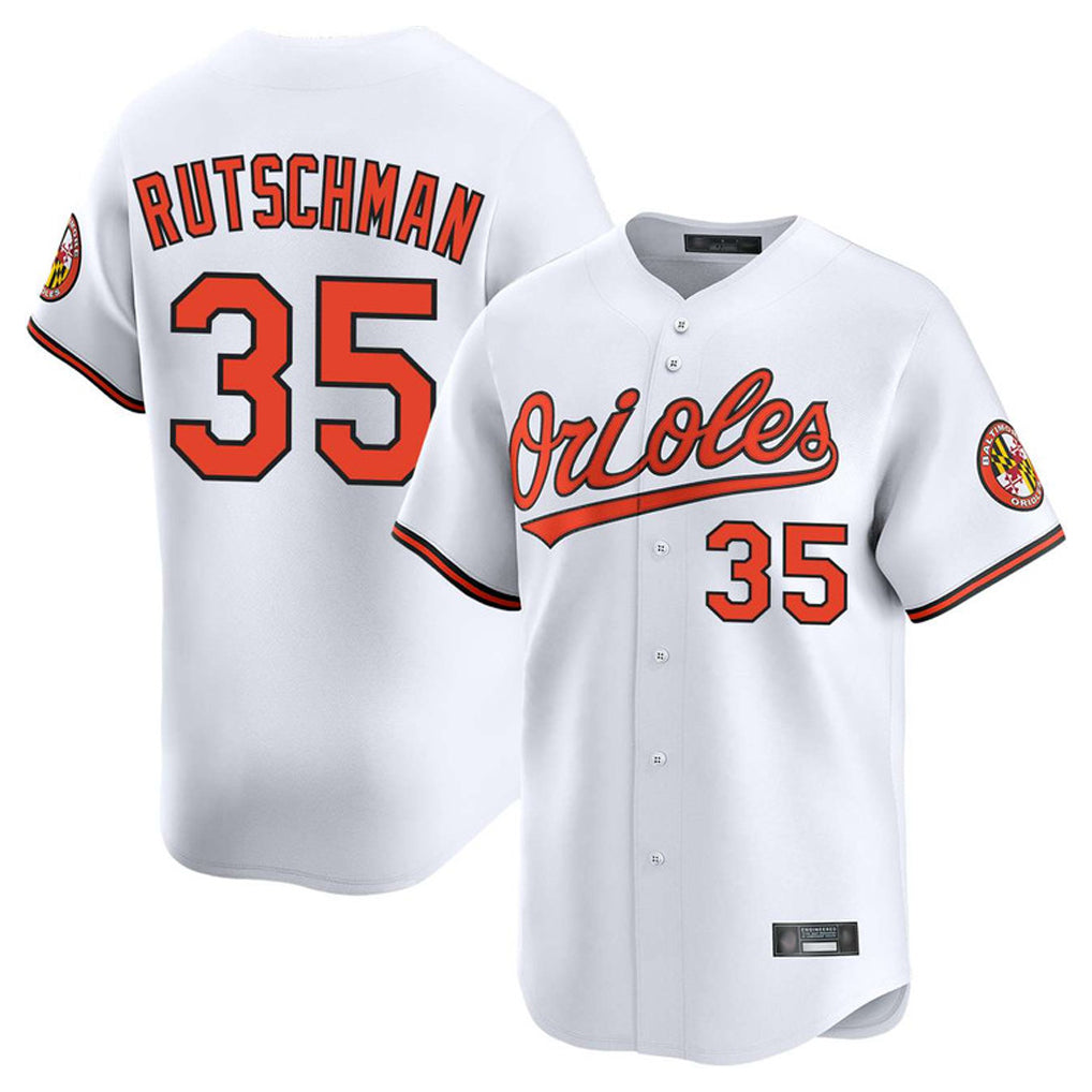 B.Orioles #35 Adley Rutschman Player White Limited Home Game Ddoa Stitched Jerseys