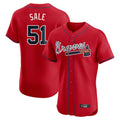 A.Braves #51 Chris Sale Player Red Limited Elite Home Game Ddoa Stitched Jerseys