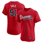 A.Braves #51 Chris Sale Player Red Limited Elite Home Game Ddoa Stitched Jerseys